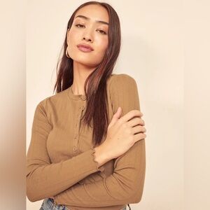 Reformation Nisa Pointelle Henley Top sz S